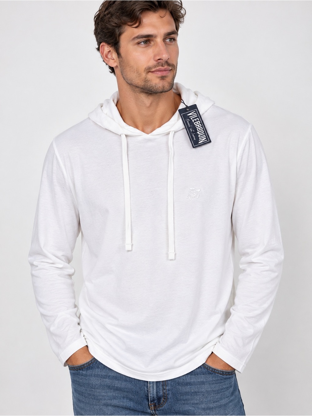 Vilebrequin White Long-Sleeve Hooded Shirt